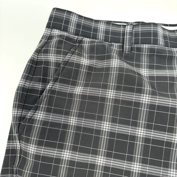 FootJoy FJ Gray Black Plaid Flat Front Polyester Spandex Golf Shorts Size 38 - Picture 7 of 9